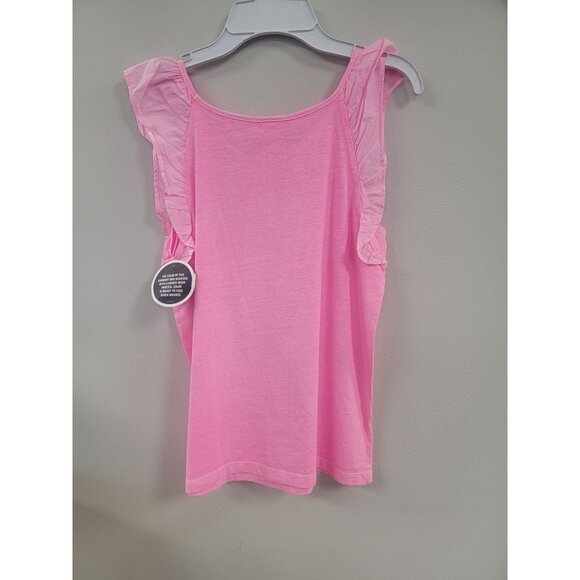 OshKosh BGosh Girls Pink Ruffle Sleeve Top Size 12 - Picture 2 of 5